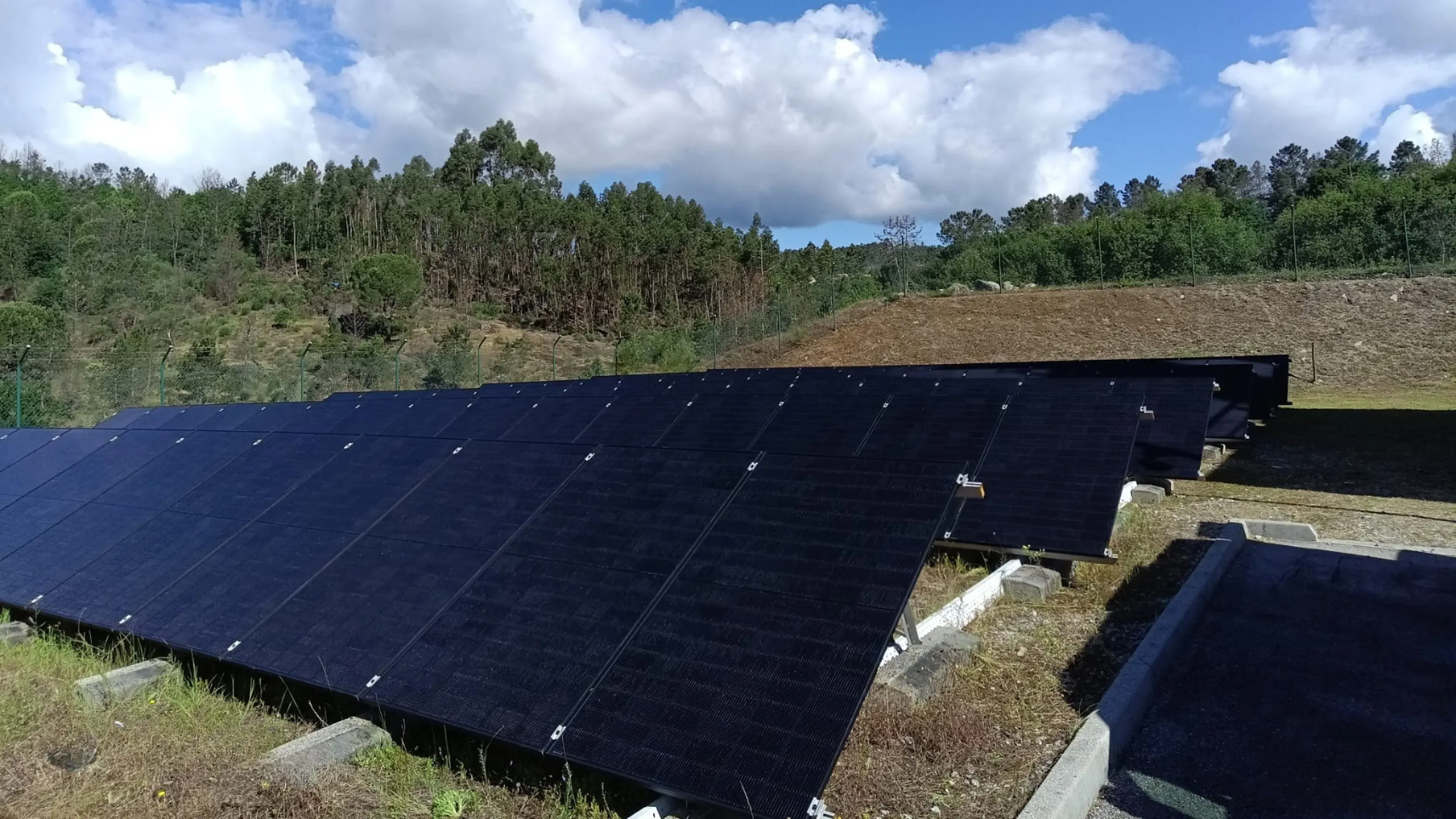 Photovoltaic system at Viseu's wastewater treatment plant after repowering.