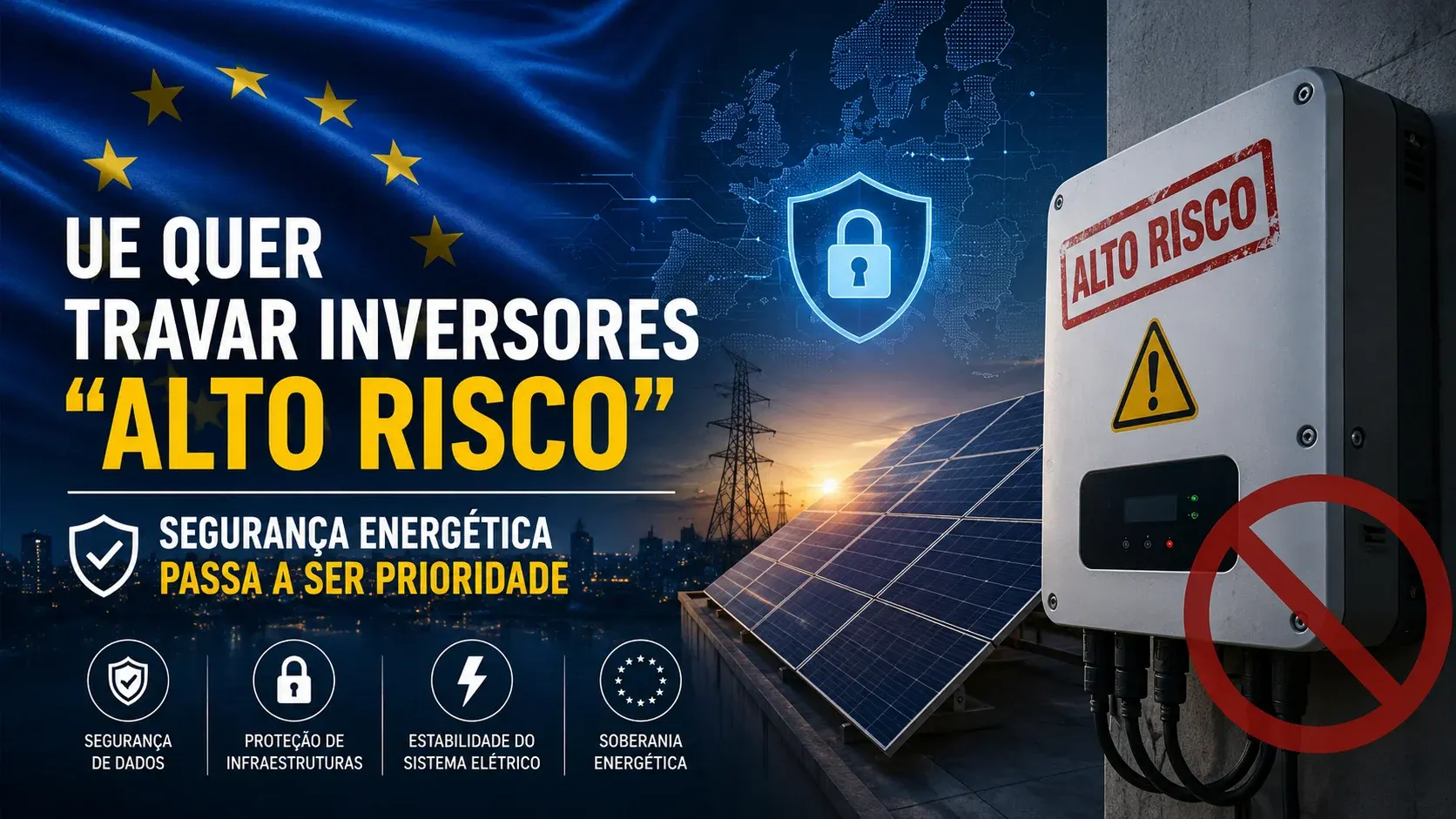 Imagem ilustrativa: inversores solares e segurança energética europeia